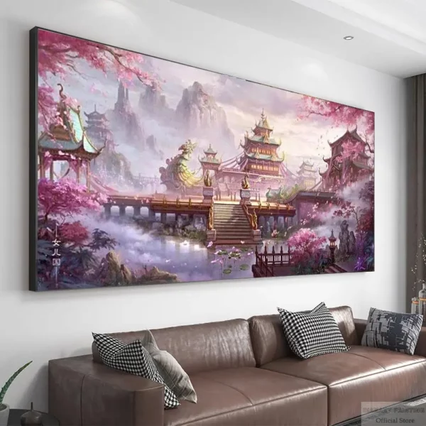 5d diy diamond embroidery full square/round house mountain mosaic diamond painting sakura flower landscape wall decor art