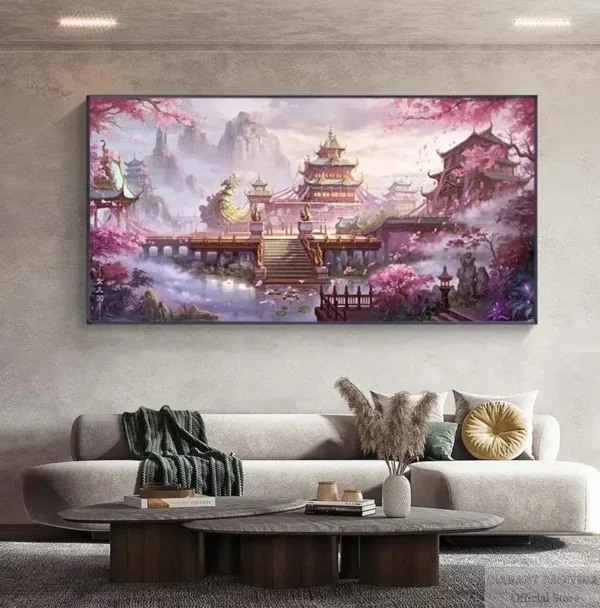 5d diy diamond embroidery full square/round house mountain mosaic diamond painting sakura flower landscape wall decor art