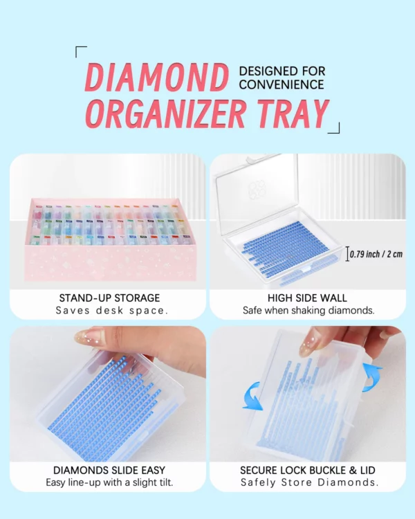 45pcs diamond painting storage box with lids, 2 in 1 diamond painting trays,diamond art accessories bead storage & line up