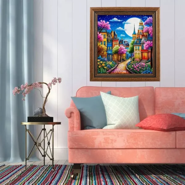 evershine 5d diy diamond painting house full square round drill embroidery scenery artificial diamond mosaic moon wall decor
