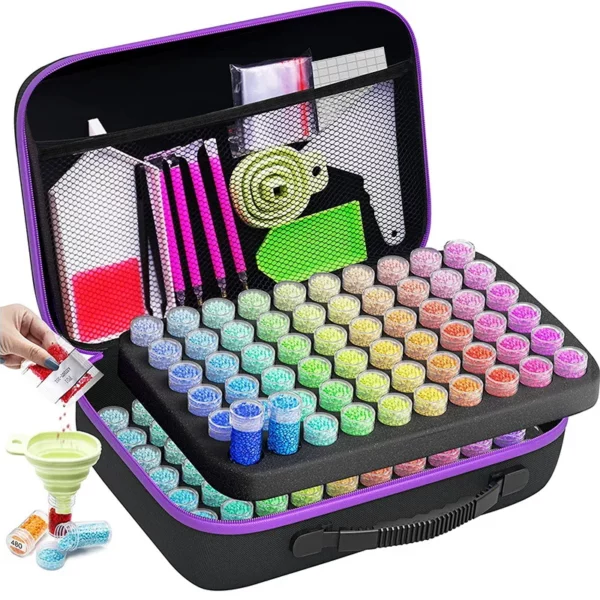 homfun 60/120/240 grids diamond painting bead storage boxes large capacity set with accessories mosaic container bag tool kit