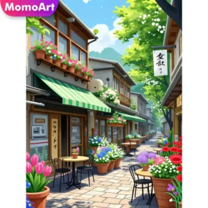 momoart new arrival diamond mosaic house pattern for adults beginners diamond painting street landscape diy handicraft