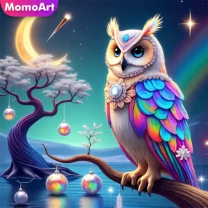momoart owl diamond embroidery animal pattern for adults beginners mosaic bird diamond painting moon new arrival handicraft