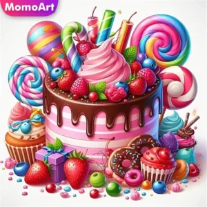 momoart diamond mosaic cake cross stitch diamond painting dessert lollipop embroidery food decor for home