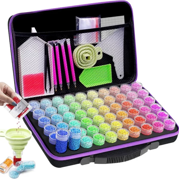 homfun 60/120/240 grids diamond painting bead storage boxes large capacity set with accessories mosaic container bag tool kit