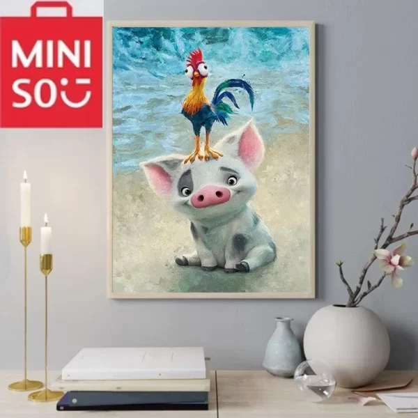 miniso disney 5d diamond painting cartoon moana diamond embroidery hei hei pua cross stitch kit home decor