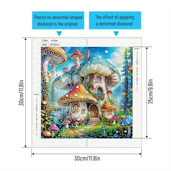 diy colorful mushrooms 5d special shape diamond art kits for beginners,diamond art painting kits for home wall decoration gift 30x30cm