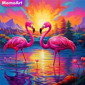 momoart diamond mosaic flamingo diy diamond painting bird animal suitable for beginners embroidery sunset handmade gift