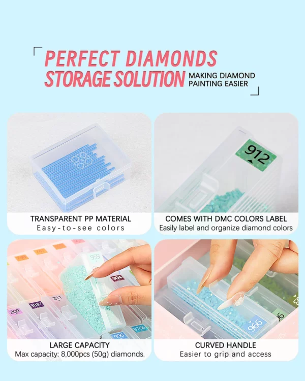 45pcs diamond painting storage box with lids, 2 in 1 diamond painting trays,diamond art accessories bead storage & line up