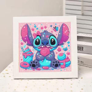 disney cartoon crystal diamond painting handmade diy cross embroidery kit with frame cute stitch decoration gift birthday gift