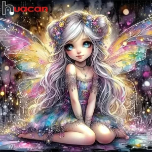 huacan diamond painting novelties women portrait full round square diamond mosaic room wall decoration
