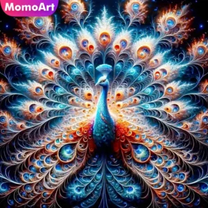 momoart diamond painting peacock new 2024 mosaic animal full square round diamond embroidery diy decor for home