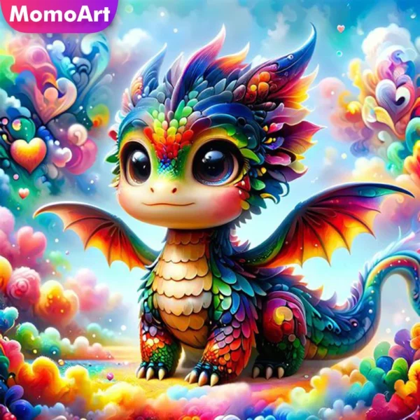 momoart full square round diamond painting dragon animal new arrival mosaic cartoon craft kit embroidery handmade gift
