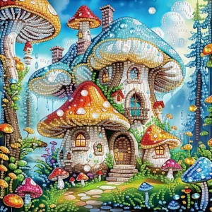 diy colorful mushrooms 5d special shape diamond art kits for beginners,diamond art painting kits for home wall decoration gift 30x30cm