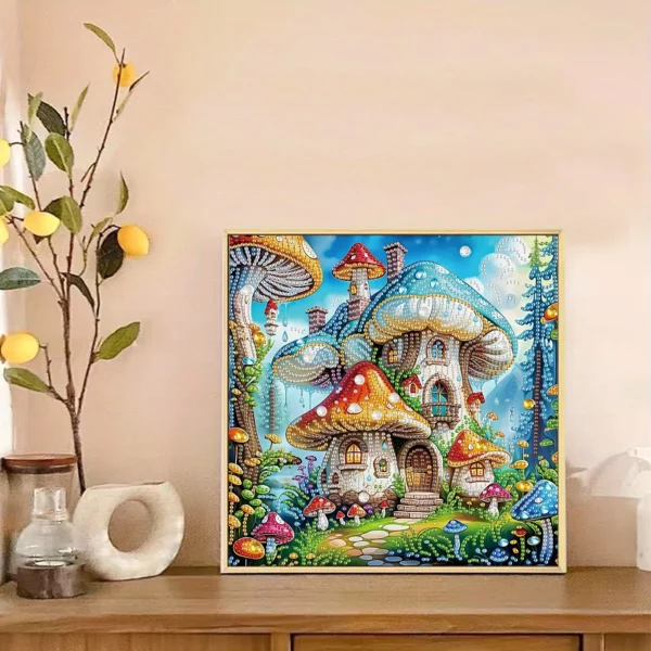 diy colorful mushrooms 5d special shape diamond art kits for beginners,diamond art painting kits for home wall decoration gift 30x30cm