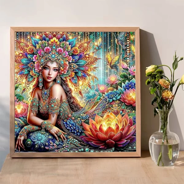 momoart diamond mosaic woman rhinestones pictures girl painting portrait flower lotus new arrivals handmade hobby