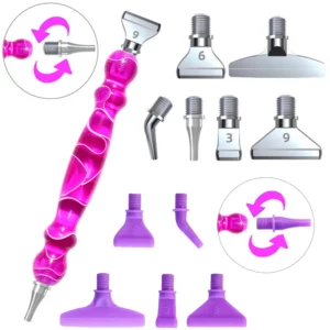 diamond painting pen set with comfortable ergonomic grip 6 pen tips, resin diamond art tool for diy handicrafts