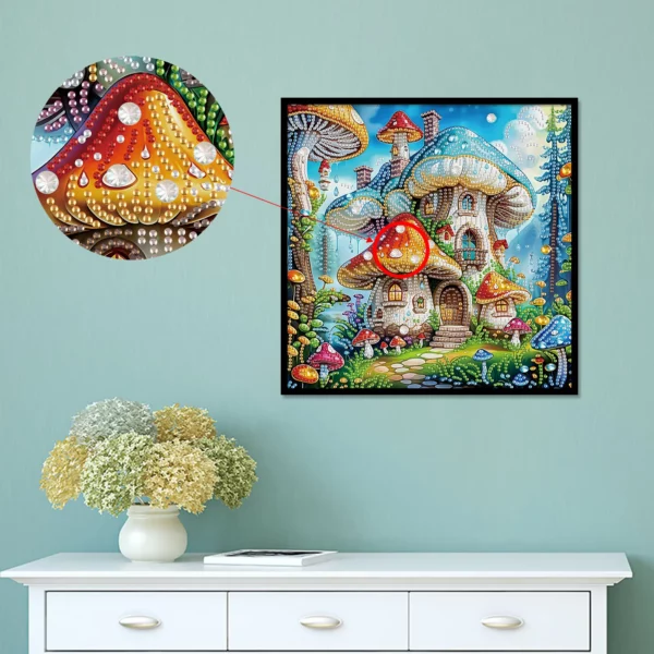 diy colorful mushrooms 5d special shape diamond art kits for beginners,diamond art painting kits for home wall decoration gift 30x30cm