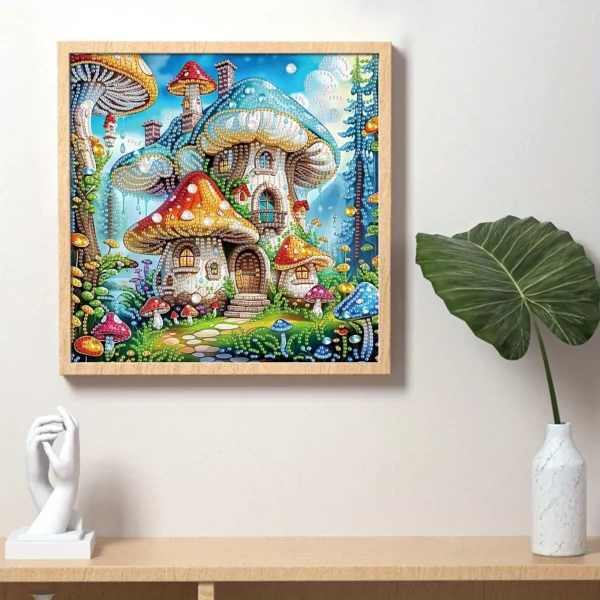 diy colorful mushrooms 5d special shape diamond art kits for beginners,diamond art painting kits for home wall decoration gift 30x30cm