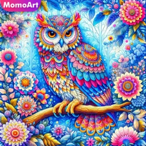 momoart animal diamond embroidery bird picture rhinestones painting owl mosaic daisy flower new arrival diy handicraft