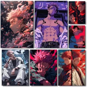 1pcs jujutsu kaisen full round/square drill 5d diy diamond painting art mosaic home decor gifts frameless