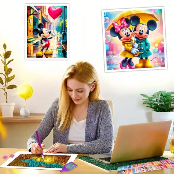 disney diy 5d diamond painting cartoon embroidery mickey minnie mouse full drill mosaic flower sunflower wall stickers for kids