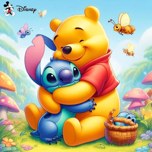 disney 5d cartoon diamond painting winnie the pooh drill mosaic full round diy diamond embroidery stitch bedroom decoration