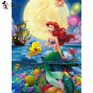 disney diamond painting the little mermaid ariel moon sea 5d mosaic diy embroidery home decor gift full round 30x40cm