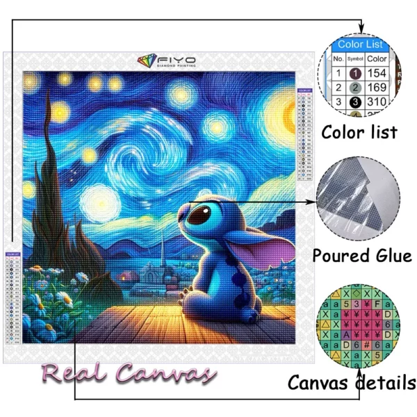 disney diamond painting cartoon stitch diamond mosaic van gogh starry night landscape craft kit handmade gift home decoration