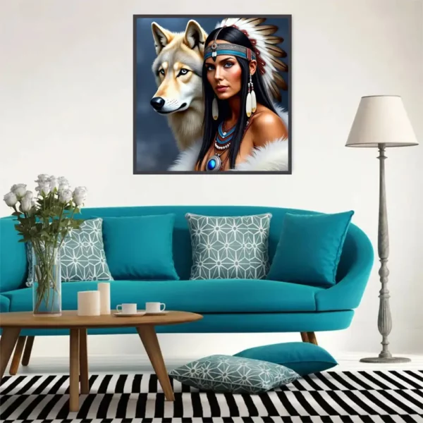 momoart diy woman diamond painting portrait full square round diamond mosaic wolf cross stitch embroidery dog home decor