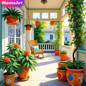 momoart full square round diamond mosaic garden landscape painting diy new arrival diamond embroidery flower wall decor