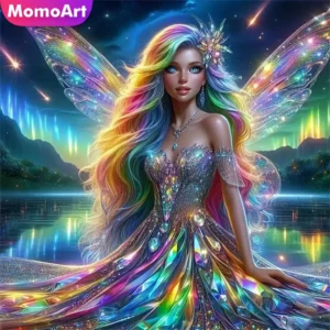 momoart diamond embroidery woman portrait diamond painting elf 5d diy diamond mosaic wing picture of rhinestones kits handicraft